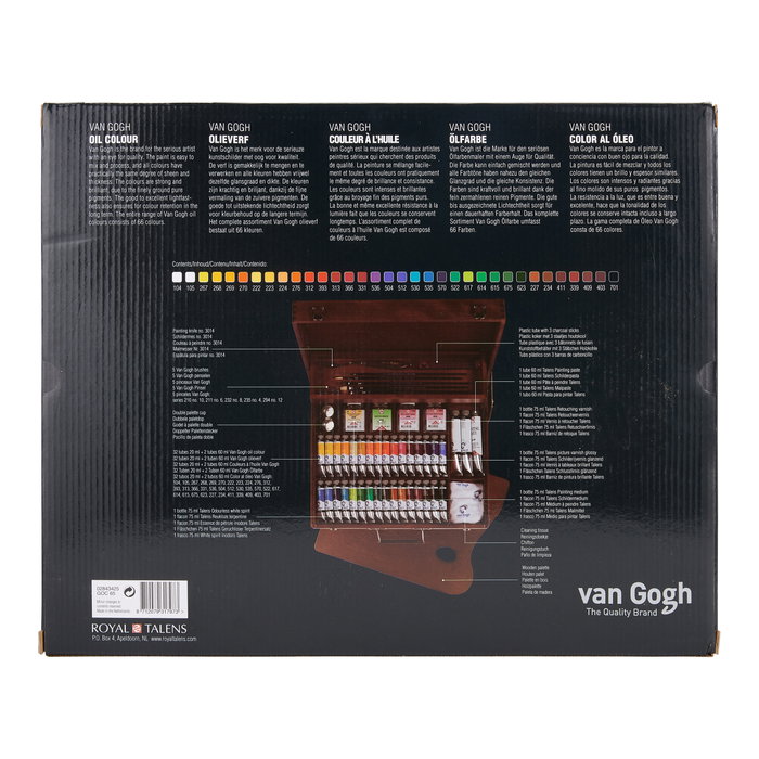 Van Gogh Set Superior de pinturas al óleo en caja de madera con 34 tubos y accesorios Van Gogh Set Superior de pinturas al óleo en caja de madera con 34 tubos y accesorios